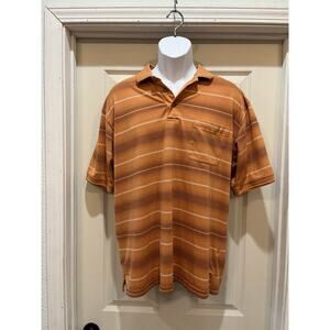 Island Outfitters Tropical Polo Shirt Coral Short Sleeve Size Large